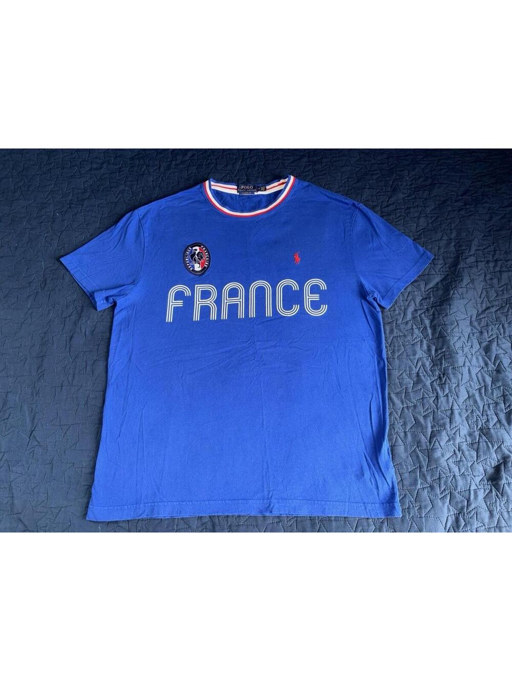 Polo Ralph Lauren France T Shirt Men M Blue Soccer Futbol Logo Classic Fit